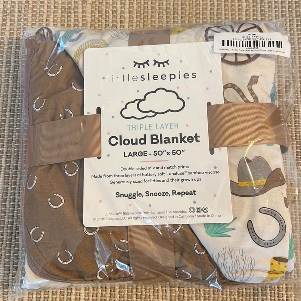 Little sleepies- caramel ready to rodeo cloud blanket!